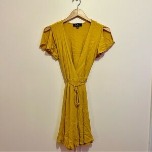 Lulu’s Harbor Point Yellow True Wrap Dress size S Summer Resort Beach Vacation